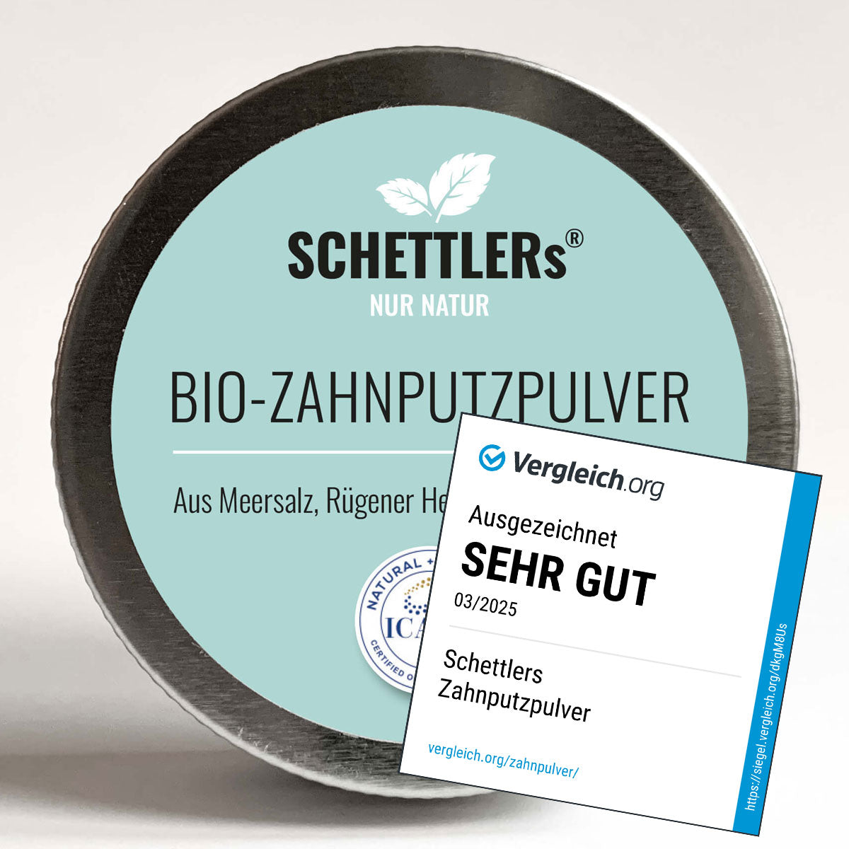 Zahnputzpulver aus Meersalz, Rügener Heilkreide und Minze - rein natürliches Zahnputzmittel zur Heilung von Zahnfleischentzündungen