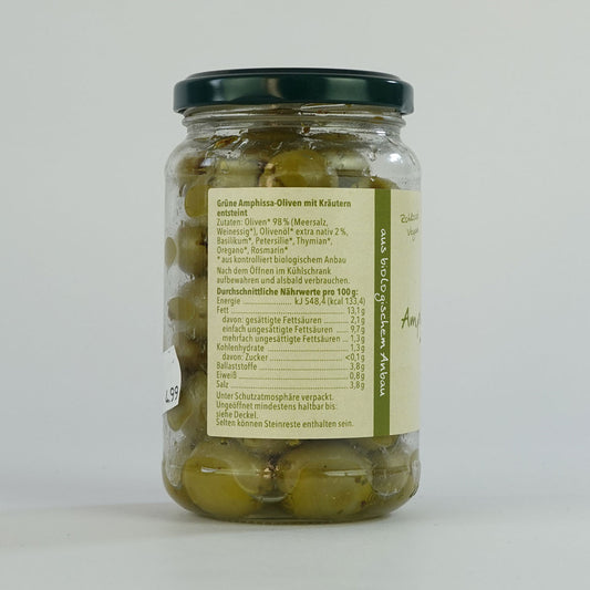 Amphissa-Oliven mit Kräutern - entsteint