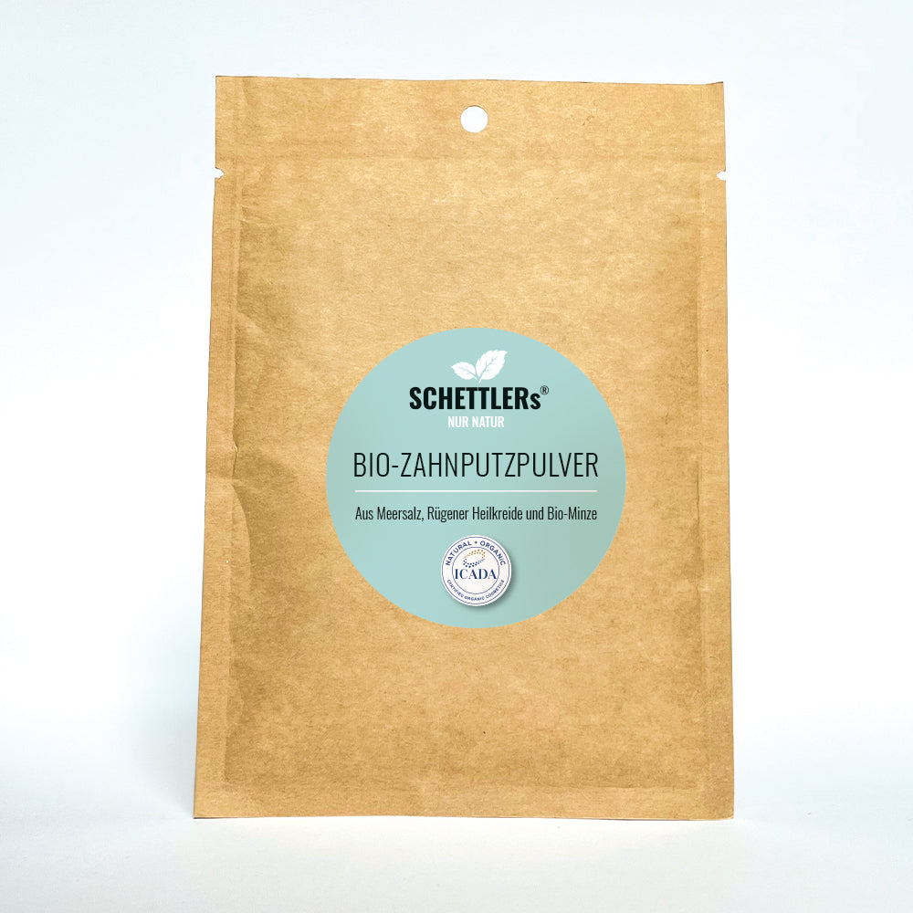 SCHETTLERs Bio-Zahnputzpulver | natürliche Zahnpflege - Das Original | Nachfülltüte aus Kraft-Papier