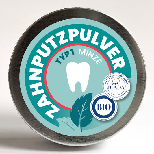 SCHETTLERs Bio-Zahnputzpulver - Pulver Typ 1 | natürliche Zahnpflege | 30g-Schraubdeckeldose aus Weißblech