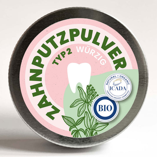 SCHETTLERs Bio-Zahnputzpulver - Pulver Typ 2 | natürliche Zahnpflege | 20g-Schraubdeckeldose aus Weißblech