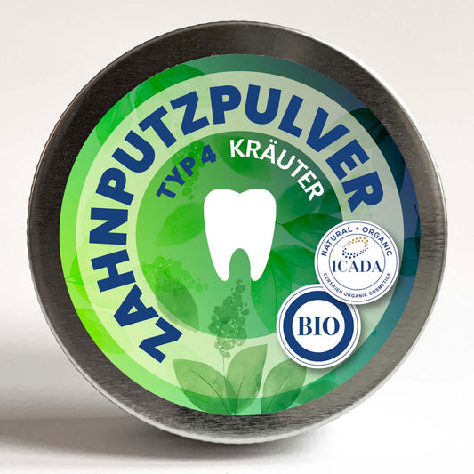 SCHETTLERs Bio-Zahnputzpulver - Pulver Typ 4 | natürliche Zahnpflege - salzfrei | 20g-Schraubdeckeldose aus Weißblech