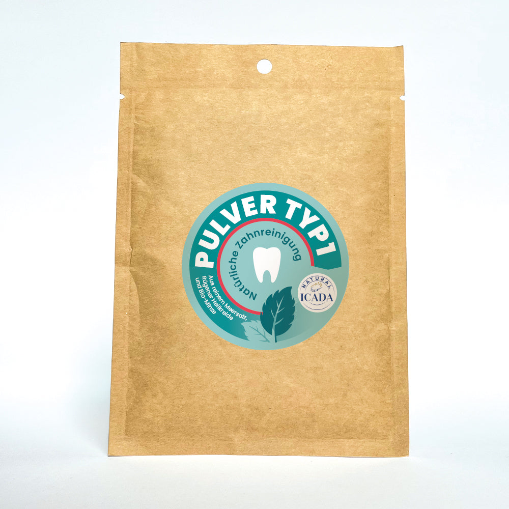 SCHETTLERs Zahnputzpulver - Pulver Typ 1 | natürliche Zahnpflege | Nachfülltüte aus Kraft-Papier