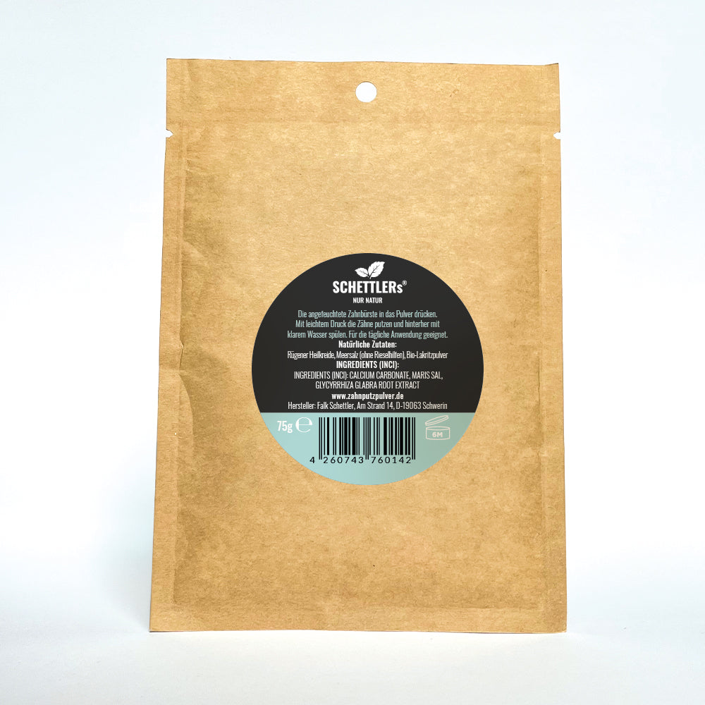 SCHETTLERs Organic Tooth Powder - Type 3 | natural oral care | Refill bag made of kraft paper