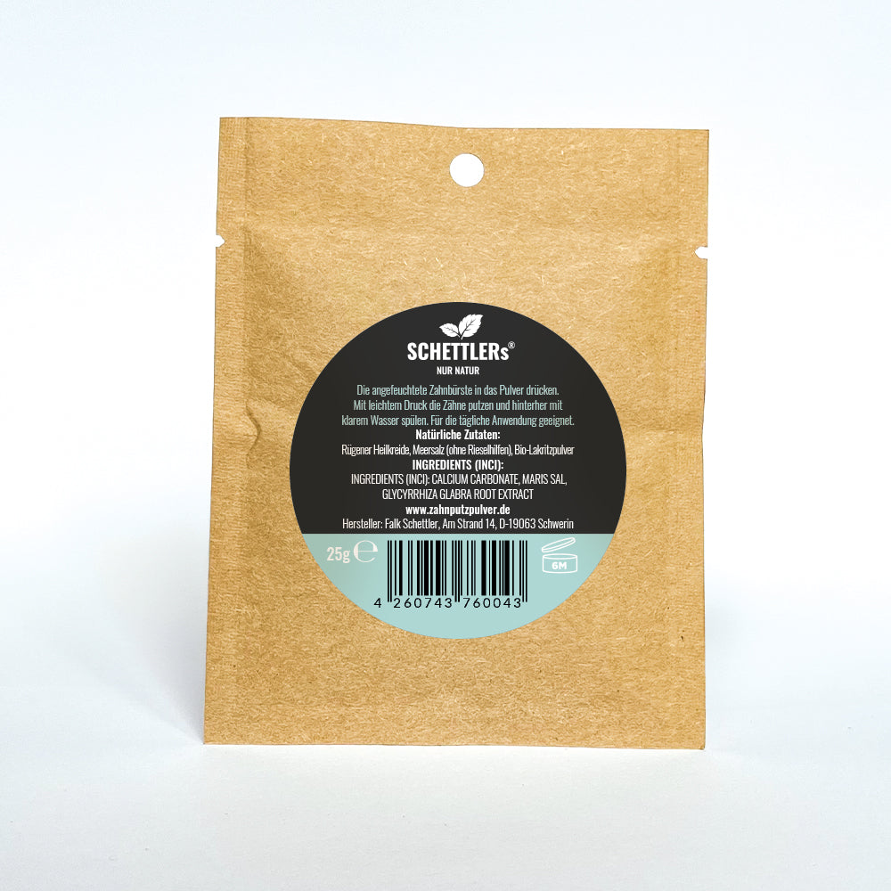 SCHETTLERs Organic Tooth Powder - Type 3 | natural oral care | Refill bag made of kraft paper