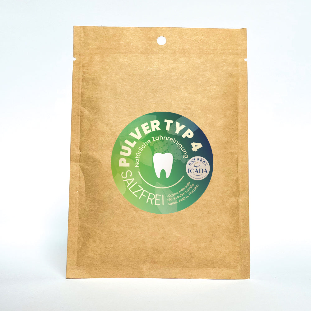 SCHETTLERs Zahnputzpulver - Pulver Typ 4 | natürliche Zahnpflege - salzfrei | Nachfülltüte aus Kraft-Papier