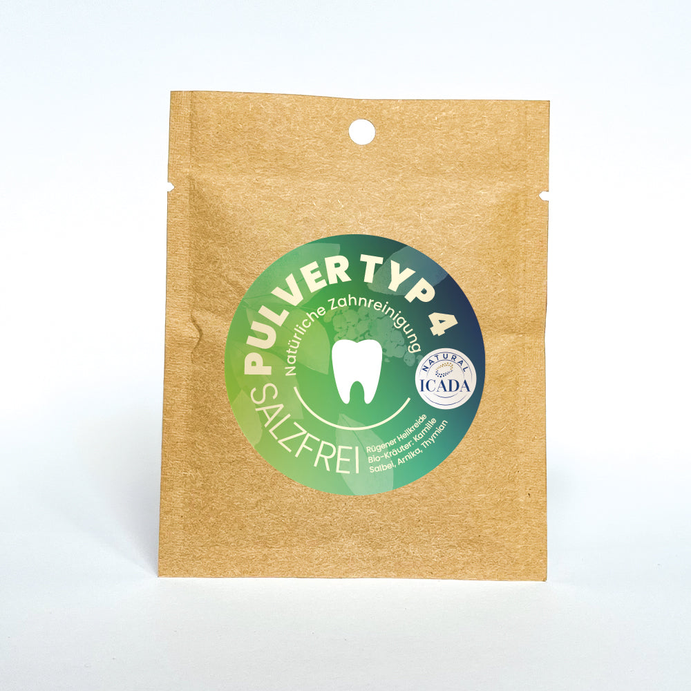SCHETTLERs Zahnputzpulver - Pulver Typ 4 | natürliche Zahnpflege - salzfrei | Nachfülltüte aus Kraft-Papier