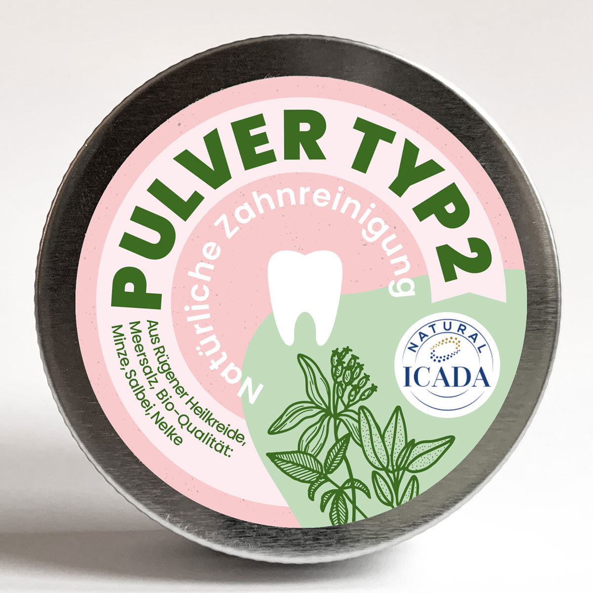 SCHETTLERs Bio-Zahnputzpulver - Pulver Typ 2 | natürliche Zahnpflege | 20g-Schraubdeckeldose aus Weißblech