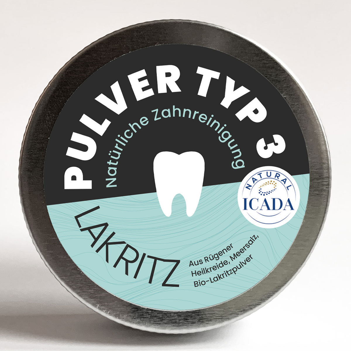 SCHETTLERs Zahnputzpulver - Pulver Typ 3 | natürliche Zahnpflege | 25g-Schraubdeckeldose aus Weißblech