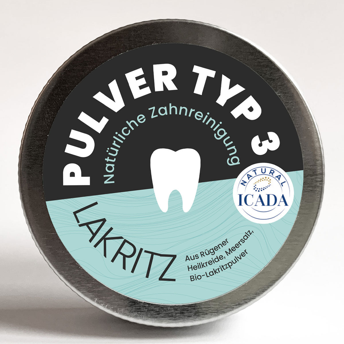 SCHETTLERs Bio-Zahnputzpulver - Pulver Typ 3 | natürliche Zahnpflege | 25g-Schraubdeckeldose aus Weißblech