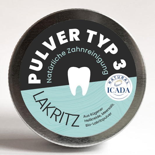 SCHETTLERs Bio-Zahnputzpulver - Pulver Typ 3 | natürliche Zahnpflege | 25g-Schraubdeckeldose aus Weißblech