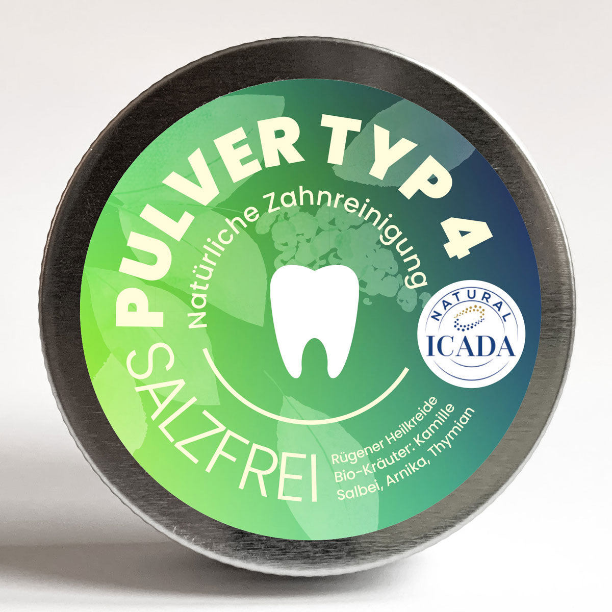 SCHETTLERs Zahnputzpulver - Pulver Typ 4 | natürliche Zahnpflege - salzfrei | 20g-Schraubdeckeldose aus Weißblech