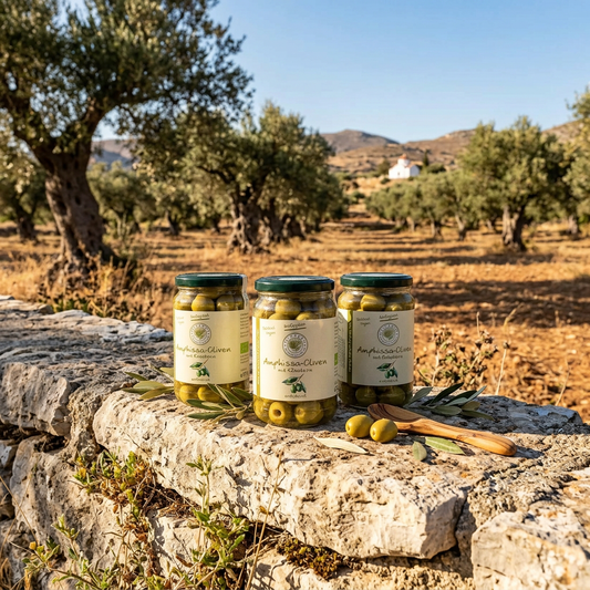 Bio-Amphissa-Oliven mit Kräutern - entsteint