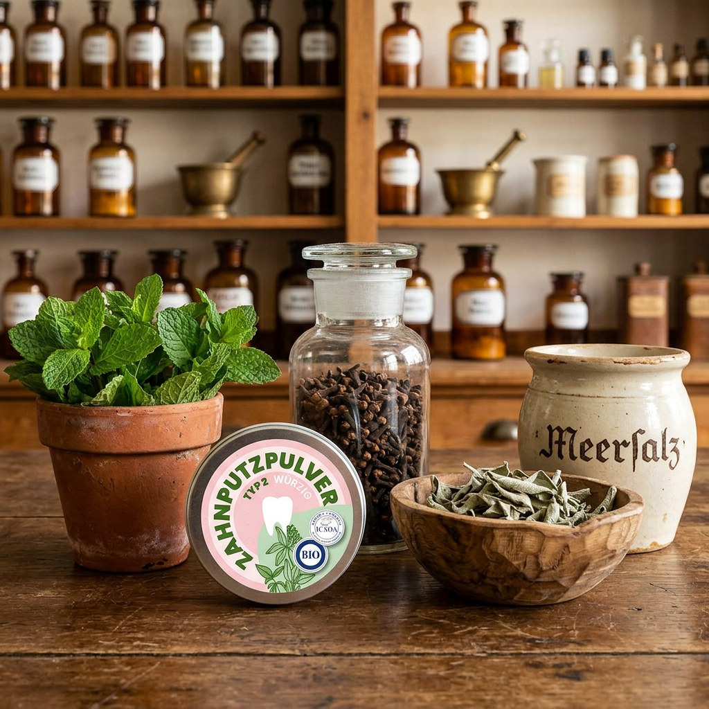 SCHETTLERs Bio-Zahnputzpulver - Pulver Typ 2 | natürliche Zahnpflege | 20g-Schraubdeckeldose aus Weißblech
